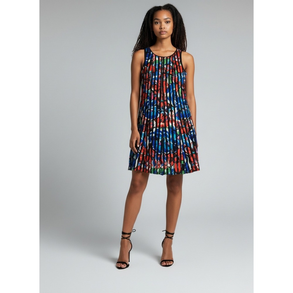 ILE New York Womens Floral Mesh Stripe Fit and Flare Dress Multi-Color Size 16